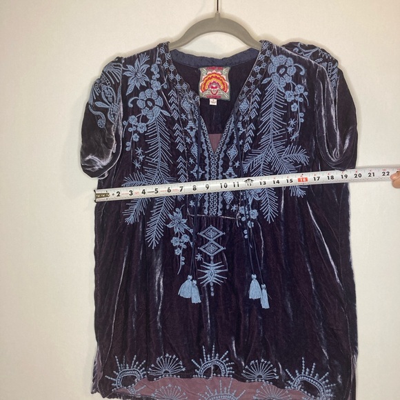 Johnny Was Dylan Velvet Double-tassel Blouse In Iridescent Blue - RARE - Small - Picture 11 of 16